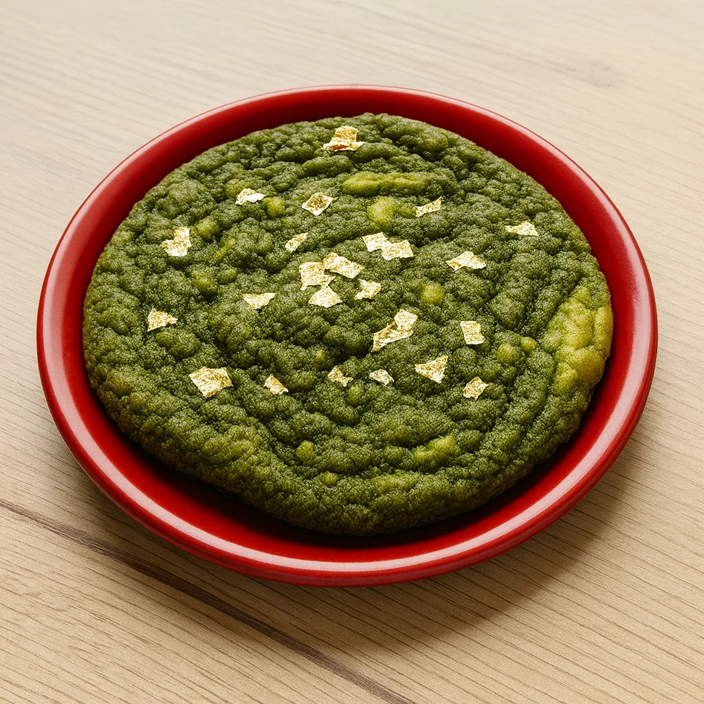 Matcha Cookie with Gold Leaf - Japanese dish at Iyasaka Cafe
