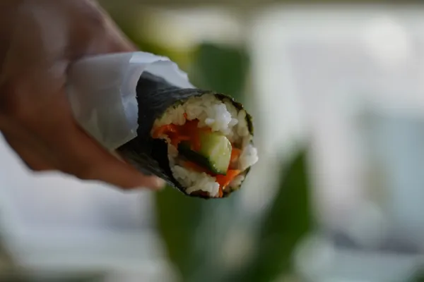 Onigiri Roll Plain (Vegan) - Japanese dish at Iyasaka Cafe